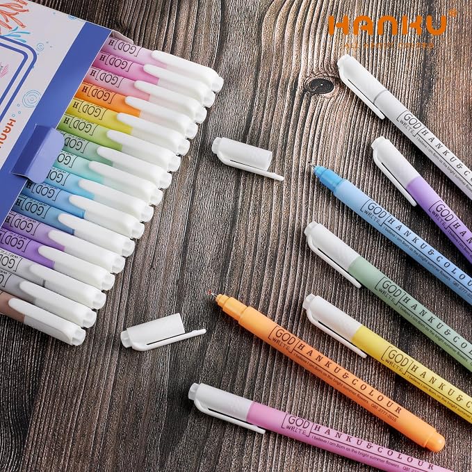 HANKU 0.38mm Fine Point Pen, 16 Colored Bible Pens No Bleed Through Markers