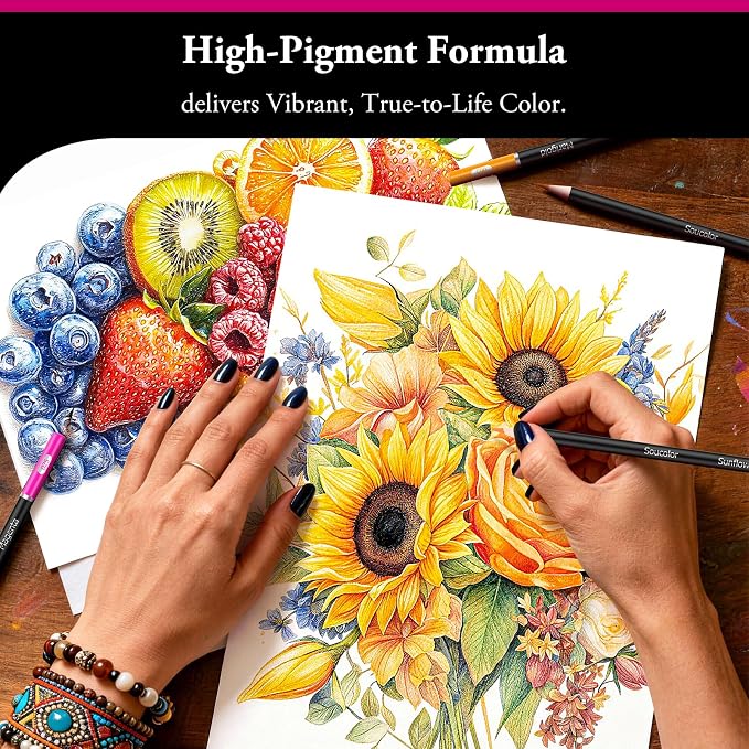 Soucolor 72 Colored Pencils for Adult Coloring Book,Back to School Supplies | Vibrant,Soft Core,Smooth Coloring Pencils for Kids Beginners Sketching, Drawing, Blending,Shading,Arts & Crafts Supplies Gift