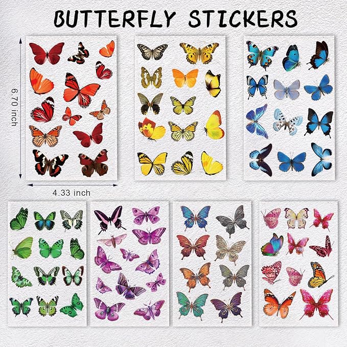 Arme Butterfly Stickers(635 PCS, 48 Sheets)