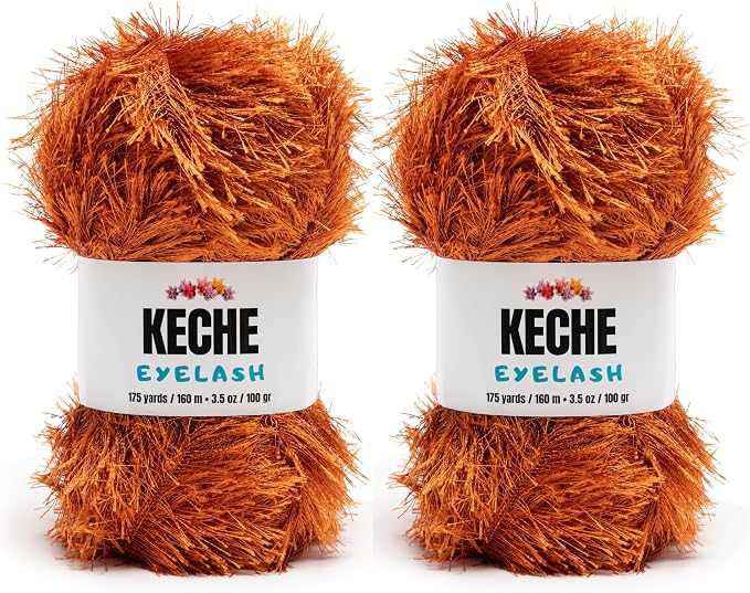 Eyelash Fun Fur Yarn - Premium Soft Crochet Yarn DIY Hand Knitting 100% Polyester 175 Yds 3.53 Oz (Pack of 2) - Cooper