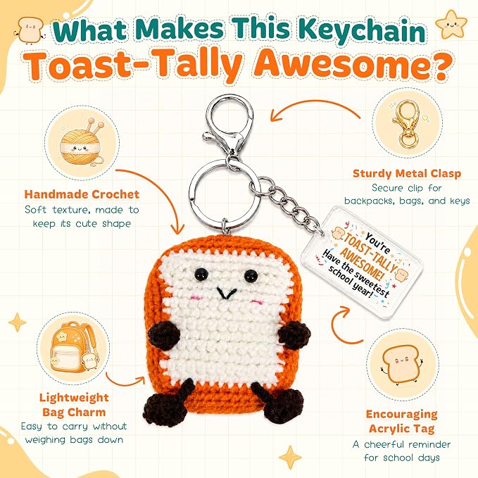 OASSIE Back to School Gifts for Students - Positive Crochet Keychain