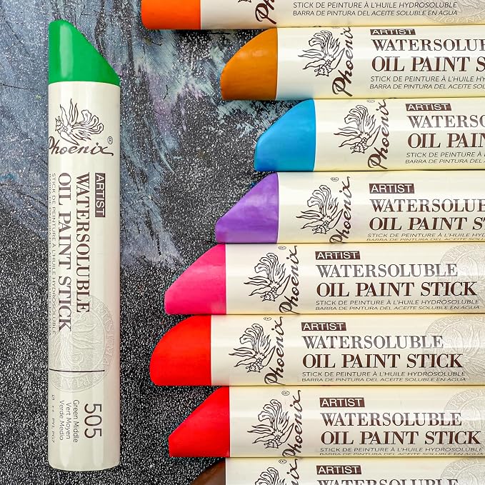 PHOENIX Floral Colors Oil Paint Stick Water Soluable - Set of 12 Spring Color 37ml Large Soft Oil Pastels for Artists