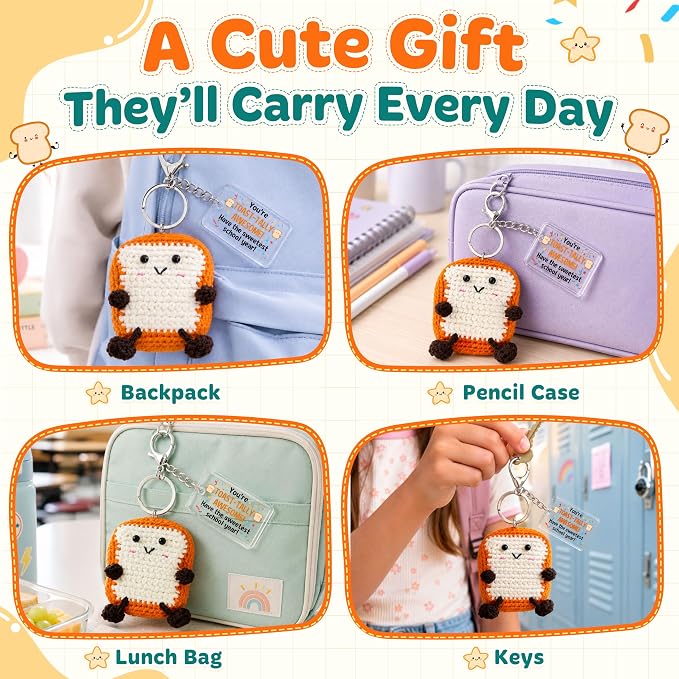 OASSIE Back to School Gifts for Students - Positive Crochet Keychain