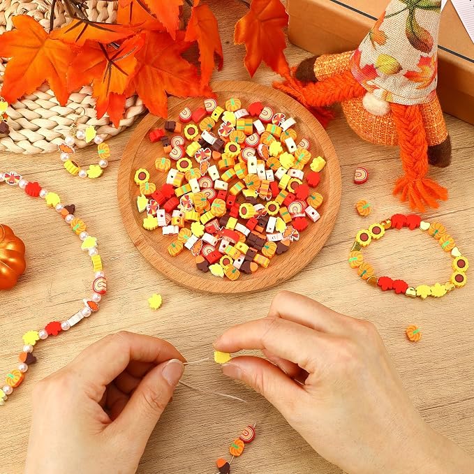 Augshy 300Pcs Fall Polymer Clay Beads for Bracelets Jewelry Making