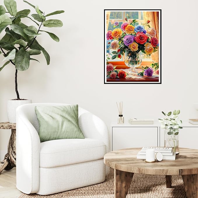 Ycydilirab Flowers Paint by Numbers Kits for Adults - Paint by Number Flowers,DIY Adults Paint by Numbers on Canvas Drawing Colorful Paintworks Artwork for Gifts and Wall Docer 16x20inch