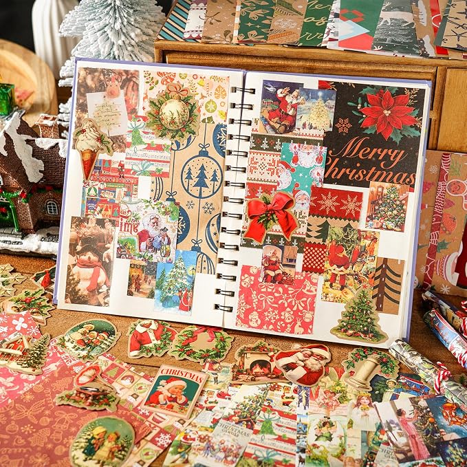 DOLEEYAE 287pcs Vintage Junk Journal Kit, Scrapbook Paper & Stickers