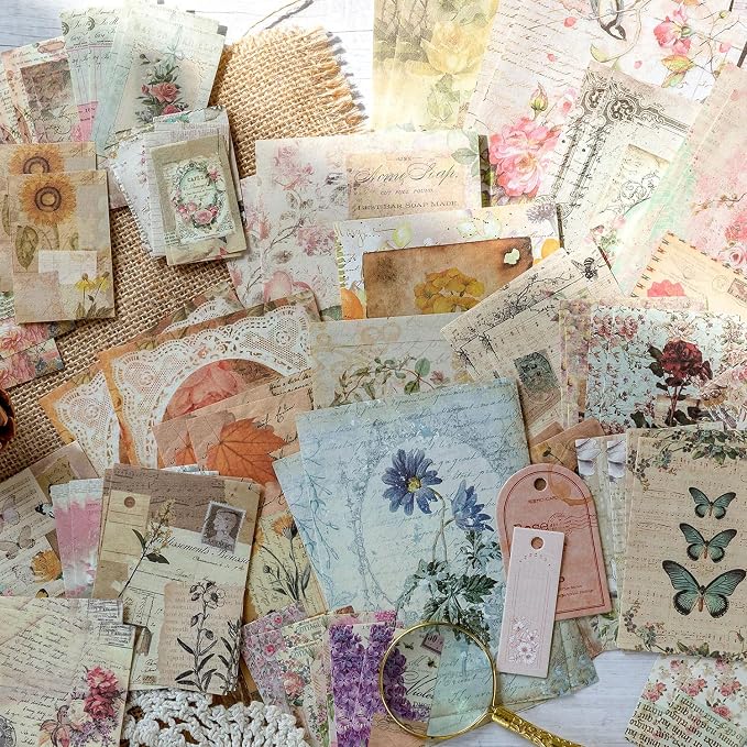 460 Sheets Vintage Scrapbook Papers Journaling Scrapbooking Supplies Kit junk journal supplies Decorative Craft Paper for Planner, Bullet Journal Collage Card Embellishment Retro Crafts