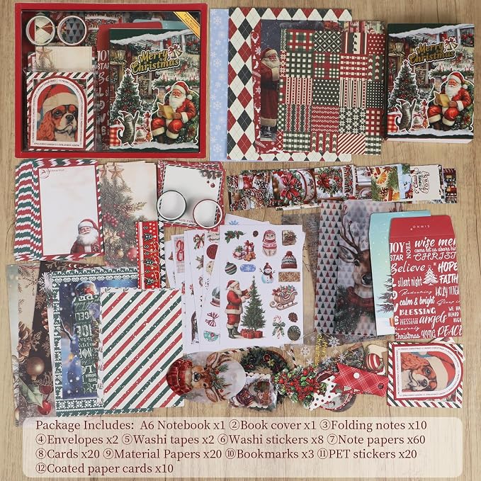 Koqye Christmas Scrapbook Kit, 157‑Piece DIY Holiday Craft Supplies