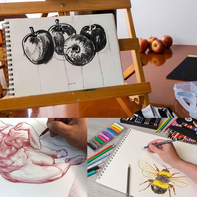 U.S. Art Supply 11"x14" Top Spiral Bound Sketch Book,100 Sheets Each 2-Pack | 60lb (100gsm), Acid-Free, Artist Sketchbook, Drawing Pad for Adults & Students
