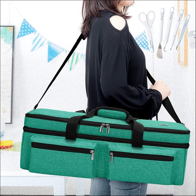 LUXJA Double-layer Bag for Cricut Explore Air (Air2) and Maker, Dark Green