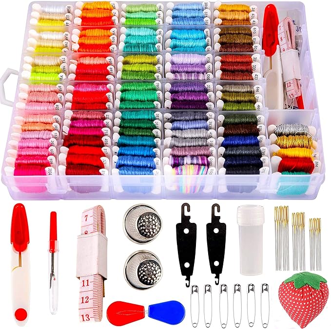 YITOHOP 200pcs+ Embroidery Floss kit, Friendship Bracelet String Kit with Organizer Box-Included 100pcs Friendship Bracelet Floss Thread,Cross Stitch Kits Xmas Gifts