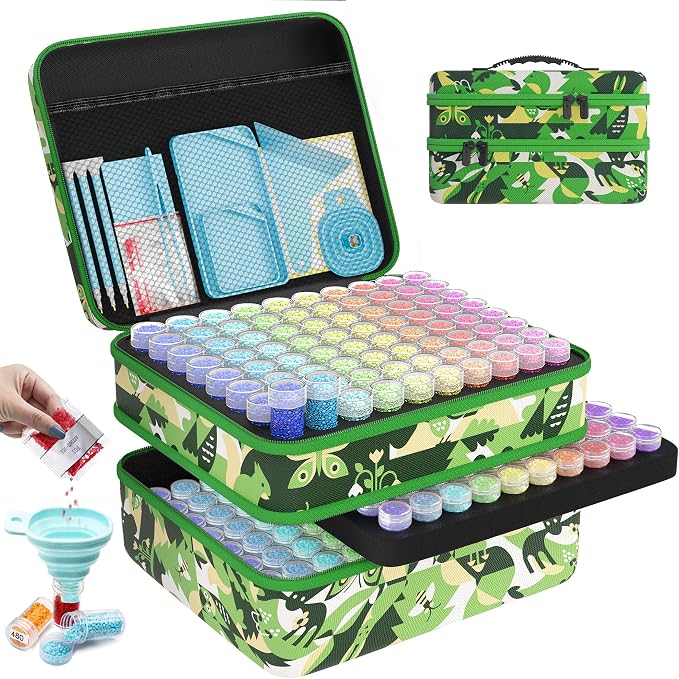 ARTDOT 240 Slots Storage Container for Diamond Painting Kits for Adults,Portable Diamond Painting Storage Box with Accessories and Tools
