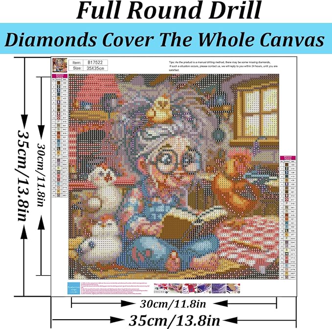 Grandma Diamond Art Kits for Adults,Chicken Diamond Painting Kits 14X14In