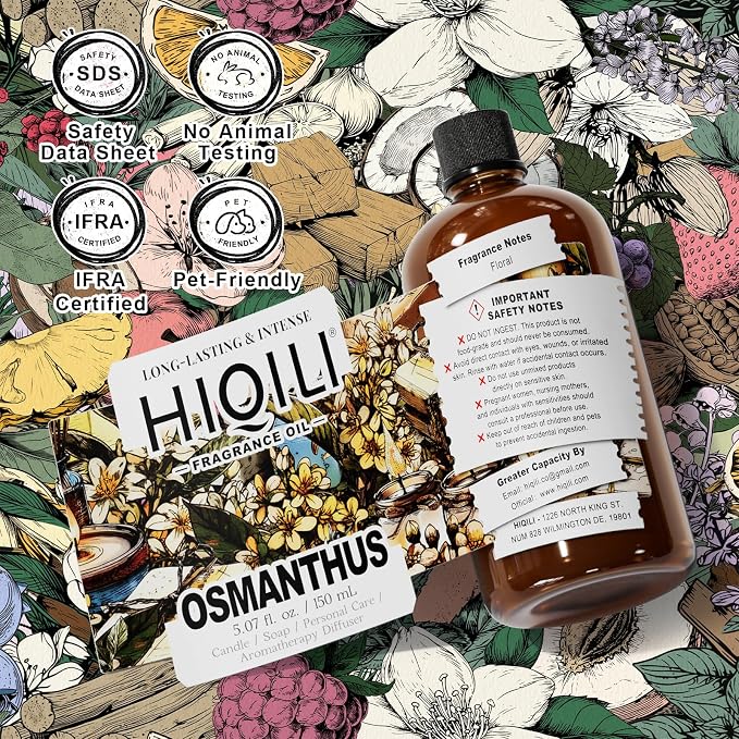 HIQILI Osmanthus Fragrance Oil for Diffuser, DIY Women Perfume - 5.07 Fl Oz