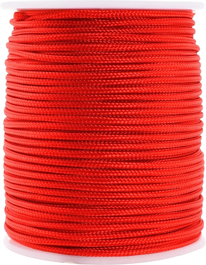 Mandala Crafts 2mm Red String Rattail Nylon Satin Cord for Jewelry Making