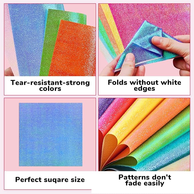 JoyCat Textured Origami Paper, 50 Sheets with Artistic Patterns, 6x6 Inch | Durable textured sheets with artistic patterns hold crisp folds and add tactile detail to origami, cards and paper crafts.