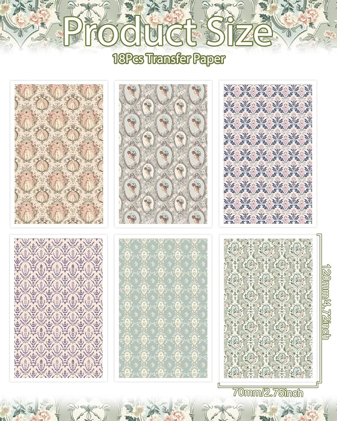 Puocaon Retro Clay Transfer Paper - Vintage Transfer Sheets for Polymer Clay Earrings Jewlery