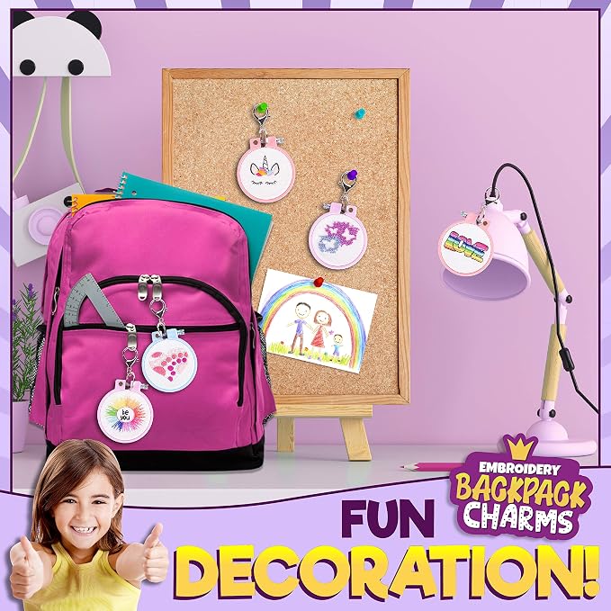 CRAFTILOO Embroidery Kit for Kids - 5 Stamped Beginner Needlepoint Projects
