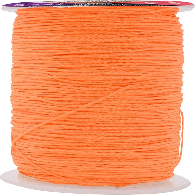 Orange Nylon Satin Cord, Rattail Trim Thread for Crafts & Jewelry Making by Mandala Crafts