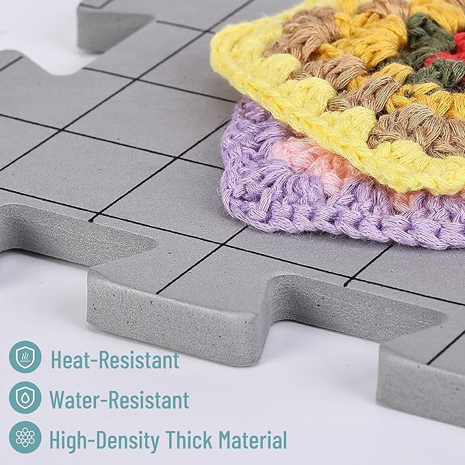 Mr. Pen- Blocking Mats for Knitting & Crochet Projects, 12" x 12" | 9 Pack with 150 pcs T-Pins, Gray Aligned Grid Knitting Blocking Mats and Pins, Water & Heat Resistant