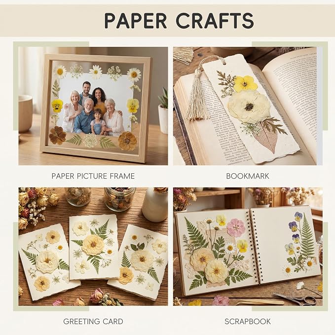 LUXEEASE 100P Vintage Warm Tone Dried Pressed Flowers
