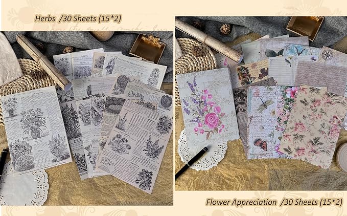 180 Sheets Scrapbook Paper, Large Vintage Junk Journal Decoupage Scrapbooking Bullet Journaling Supplies, Room Wall Decor Posters Ephemera Card Making Collage Crafts Paper Packs(5.5*7.87 Inch)