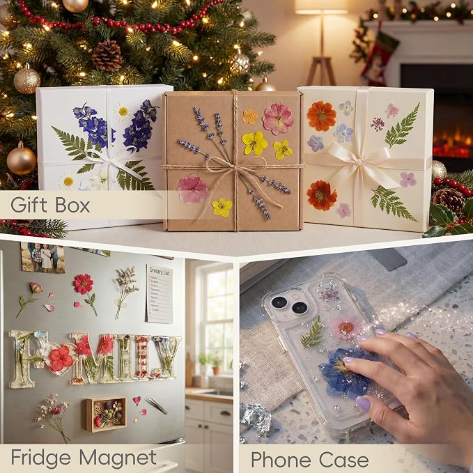 LUXEEASE 4-Color 80P Natural Dried Pressed Flowers