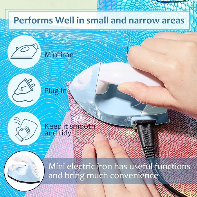 Honoson Mini Craft Iron with Charging Base Tiny,Light Blue
