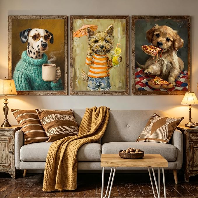 Canrichshop 6 Packs Puppy Paint by Numbers Kit for Adults Without Frame,Funny Dog DIY Adults' Paint-by-Number Kits on Canvas,Easy Acrylic Paint Kit Beginners for Home Decor 9.8x13.8 Inch