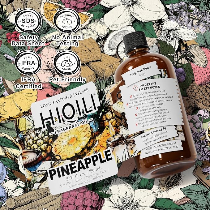 HIQILI Pineapple Fragrance Oil, DIY Perfume & Body Product - 5.07 Fl Oz