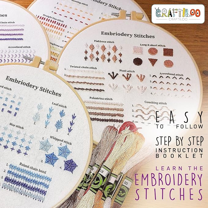Practice Embroidery Kit for Beginners - Learn Stitches Sampler Kit