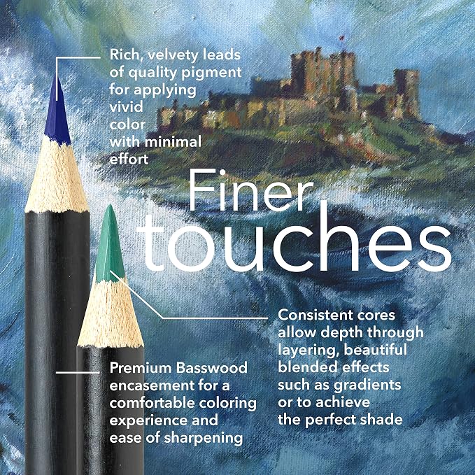 Castle Art Supplies 24 Colored Pencil Set - Seascape Themed Palette