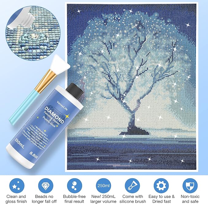 VansyLife Updated Diamond Painting Sealer with Silicone Brush
