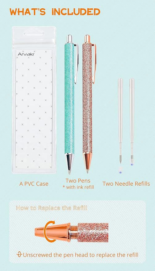 2 Pack Craft Weeding Pens, Essential Adhesive Vinyl Tool, Precision Needle Retractable Pin Pen for Craft Weeding, Vinyl Air Release or Car Puncturing Installation, Rose Gold and Turquoise