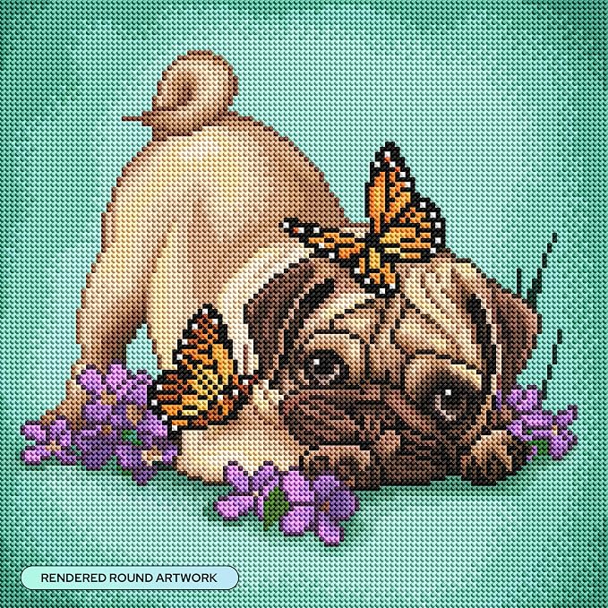 DIAMOND ART CLUB Butterfly Pug Diamond Art Kits for Adults