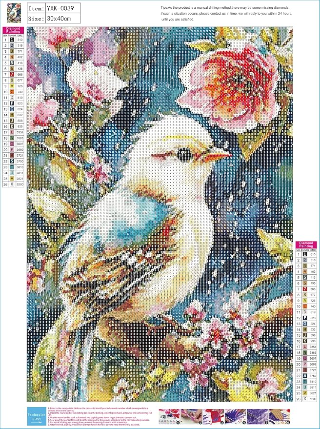 YUXUANKANG Diamond Painting Kit, Bird with Cherry Blossoms, 12x16 Inch, Multicolor Resin, DIY Craft for Adults
