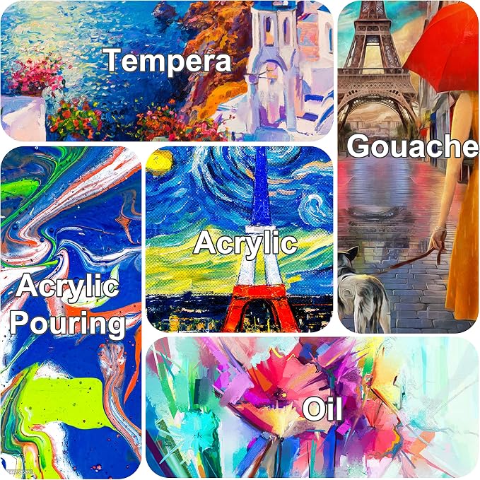 Stretched Canvases for Painting 10x20 Inch 7-Pack, 10 oz Triple Primed Acid-Free 100% Cotton Blank Canvas, Rectangular Canvas for Oil Paint Acrylics Pouring & Wet Art Media