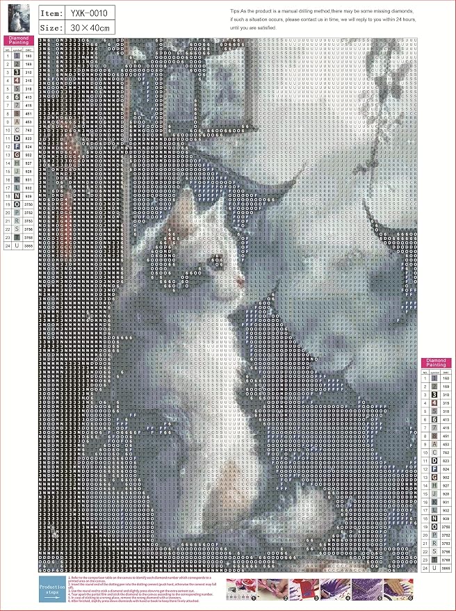YUXUANKANG Diamond Painting Kit, White Cat by Window, 12x16 Inch, Resin Drills, DIY Craft Activity for Adults