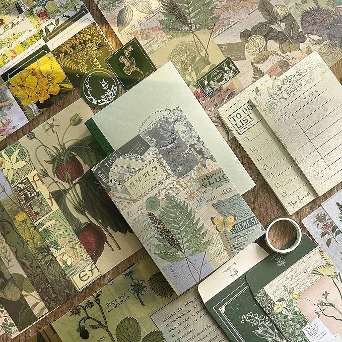 Scrapbooking Supplies Kit, A6 Grid Notebook, Vintage Junk Journaling Kit