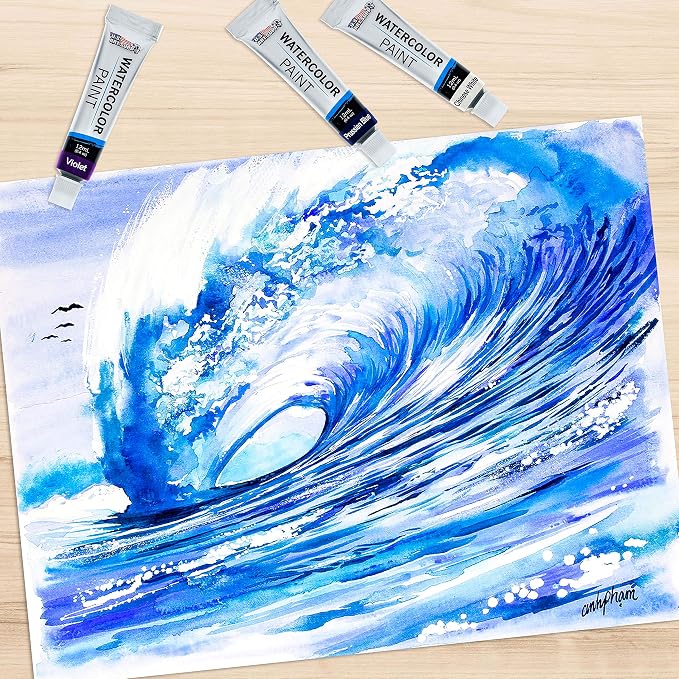 U.S. Art Supply Professional Watercolor Paint Set, 24 Colors in 12ml Tubes