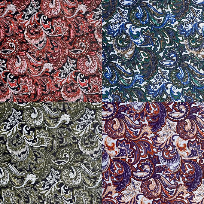 5" 50pcs Cotton Fabric Squares for Sewing Quilting Supplies- Dark Paisley