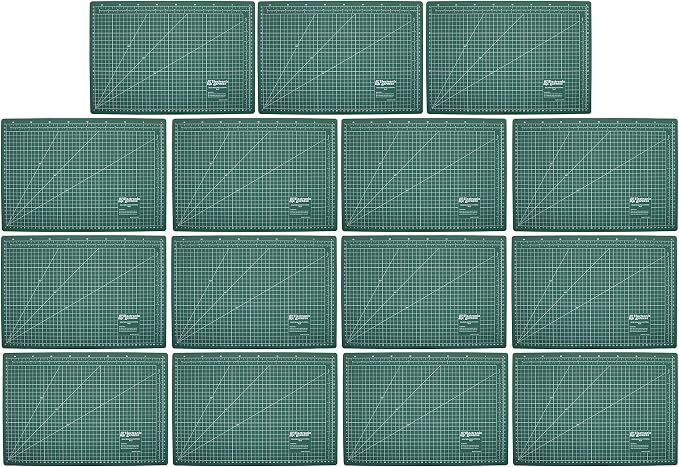 ELECTRONIX EXPRESS 15 Pack Metric Self-Healing Cutting Mat 45cm x 30cm (17.71" x 11.81") with Grid Lines 40cm x 25cm, Green, 3mm Thick