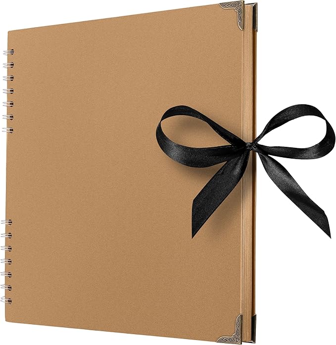 Scrapbook Album, 80 Pages, 11 x 11 Inch, Brown Photo Album, Scrap Book | Hardcover with Thick 200 GSM Kraft Paper, Ideal for Your Scrapbooking Albums, Art & Craft Projects (Brown, 11 x 11 Inch)
