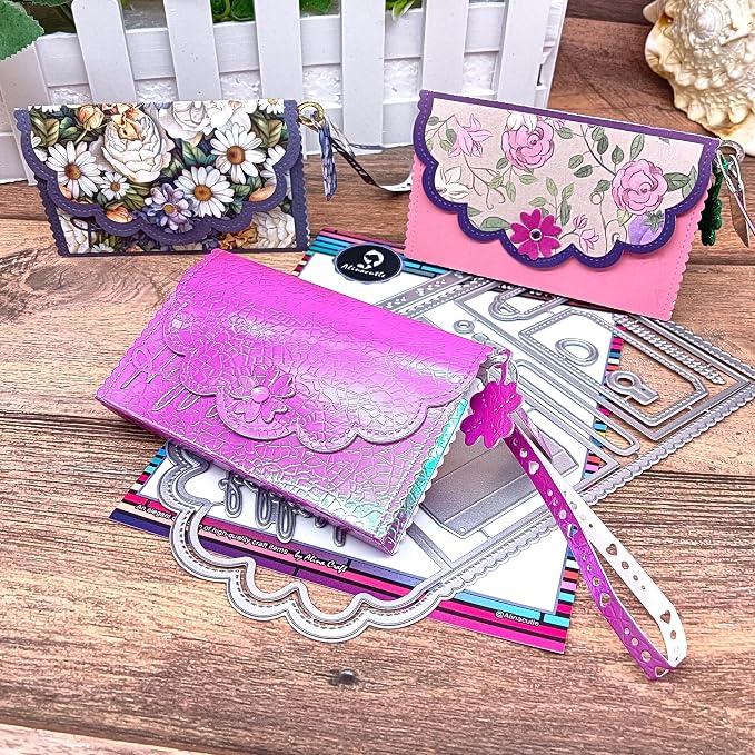 Alinacutle Wristband Wallet Gift Card Holder Gifts Box Metal Cutting Die Cut Gift Packaging Paper Craft Handmade Card Making DIY Greeting Holiday Gifts Bag Art Template