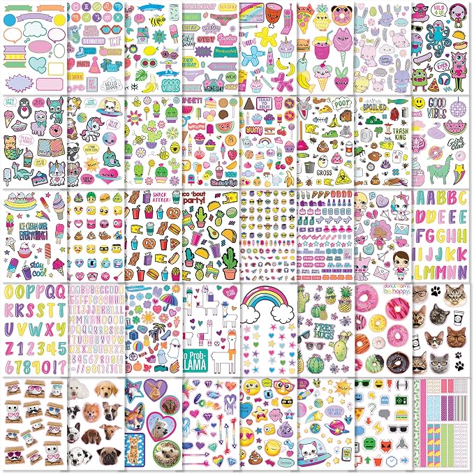 Fashion Angels 1000+ Ridiculously Cute Stickers | 40-Page Sticker Book, Fun Craft for Scrapbooks, Planners, Gifts & Rewards, For Kids Ages 6+