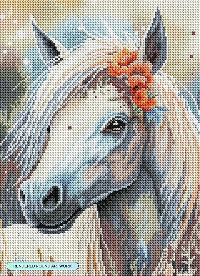 DIAMOND ART CLUB Pastel Horse Diamond Art Kits for Adults