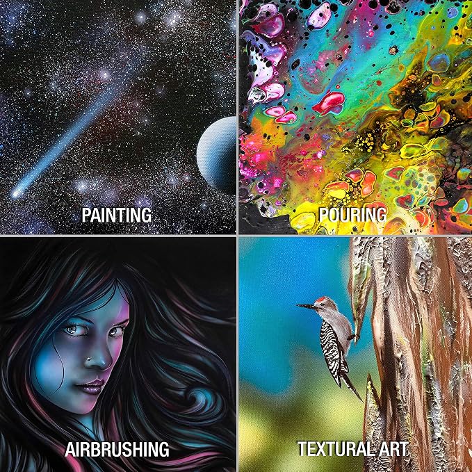 U.S. Art Supply 12 X 12 Inch Black Art Canvas Board Panels 6 Pack - 8 Ounce