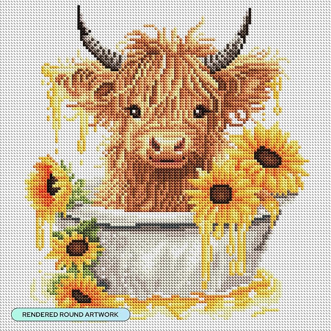 DIAMOND ART CLUB Highland Cow in Tub Diamond Art Kits for Adults