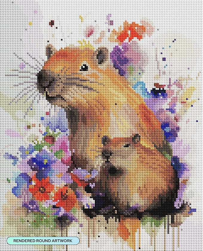 DIAMOND ART CLUB Mama & Mini Capybara Diamond Art Kits for Adults