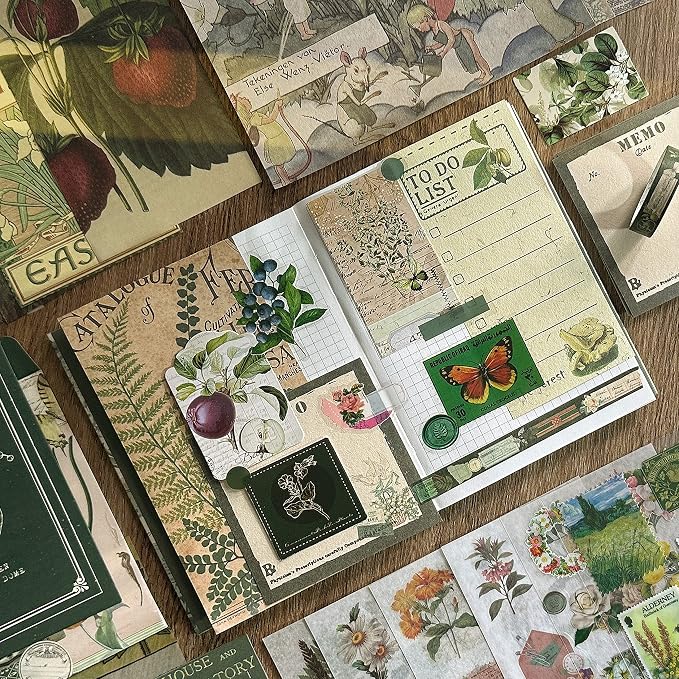 Scrapbooking Supplies Kit, A6 Grid Notebook, Vintage Junk Journaling Kit